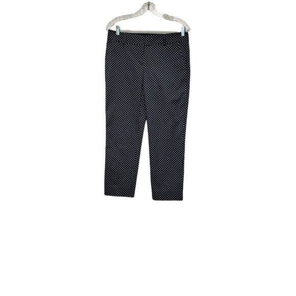 Ann Taylor Women's 2 Cambridge Crop Navy White Polka Dots Ankle Pants - Picture 1 of 9